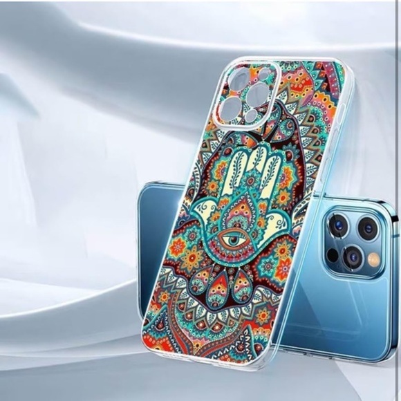 Stunning Hamsa Hand & Mandala Flower iPhone 14 Pro Max Case Shockproof & Stylish - Picture 3 of 7